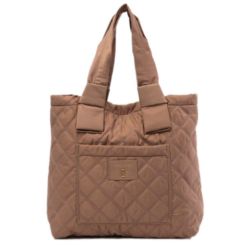 ❤️ NWT Marc Jacobs Quilted Pretty Nylon Knot Tote Grey Tauep AUTHETIC